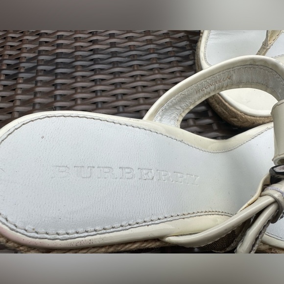 Burberry Cream and Tan Espadrille Wedge Sandals - 9 - Picture 3 of 9